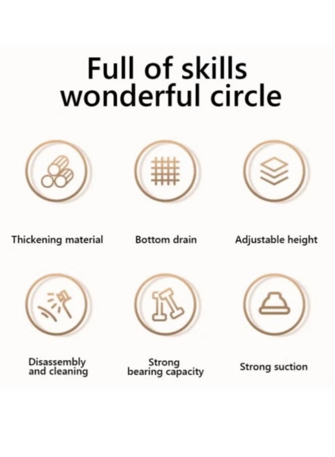 Wall-Mounted Bathroom Shower Caddy, Powerful Suction Cup Style Organizer with 4 Hooks, Large Capacity Strong Load-Bearinghanging Bathroom Storage Shelf, No Drilling,Rustproof Durable Pet Bathroom Organizer Shelves for Bathroom, Dorm, Toilet, Kitchen - Image 3