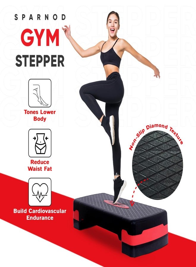 Sparnod Fitness SAS-1000 Aerobic Gym Stepper for Exercise at Home, Adjustable Height, Anti-Skid Surface, Supports up to 225 kg, Compact & Portable, Ideal for Cardio, Strength Training & Pilates Red - Image 5