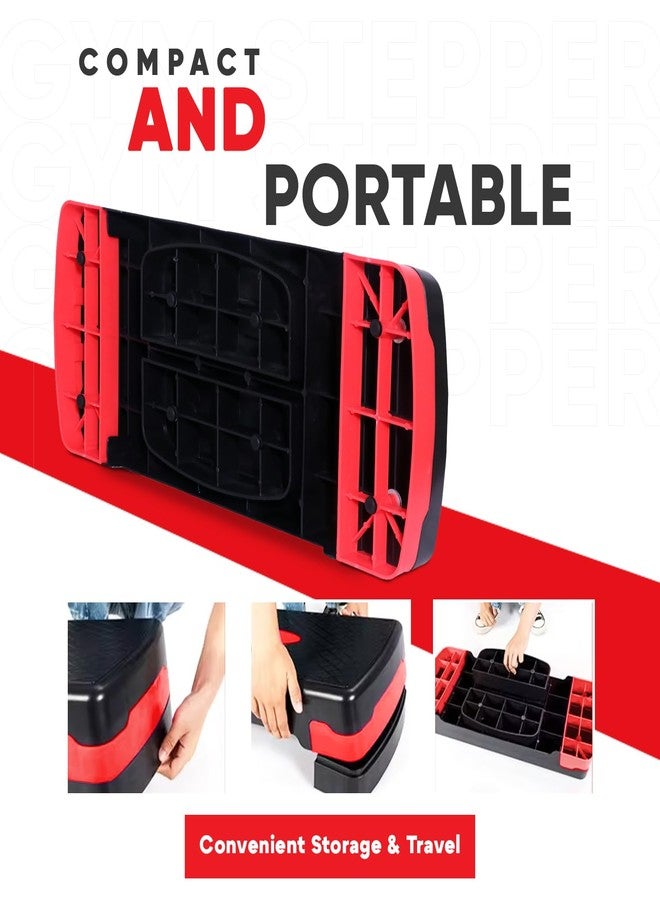 Sparnod Fitness SAS-1000 Aerobic Gym Stepper for Exercise at Home, Adjustable Height, Anti-Skid Surface, Supports up to 225 kg, Compact & Portable, Ideal for Cardio, Strength Training & Pilates Red - Image 3