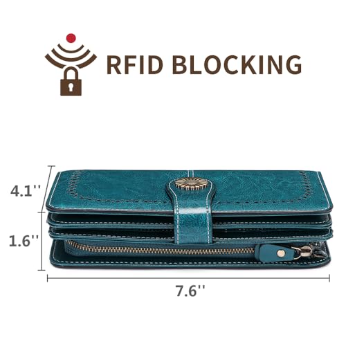SENDEFN Wallets for Women Leather Credit Card Holder with RFID Blocking Large Capacity Wristlet - Image 4