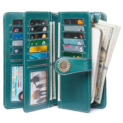 SENDEFN Wallets for Women Leather Credit Card Holder with RFID Blocking Large Capacity Wristlet - Image 2