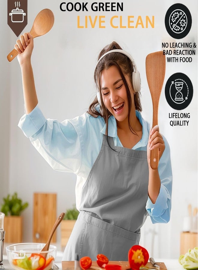 ملعقة أرز خشبية، ملاعق خشبية للطبخ بطول 12.8 بوصة، ملعقة أرز غير لاصقة لتقليب أرز السوشي والبطاطس، وقلبها، وتقديمها، وكشطها. - Image 4