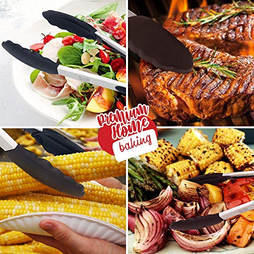 Boxiki Kitchen Kitchen Tongs for Cooking with Silicone Tips by Boxiki Kitchen, BPA Free Stainless Steel set of 2 Silicone Tongs for Cooking, Grilling & Toss a Salad, Heat Resistant Grill Tongs for Serving Food. - Image 4