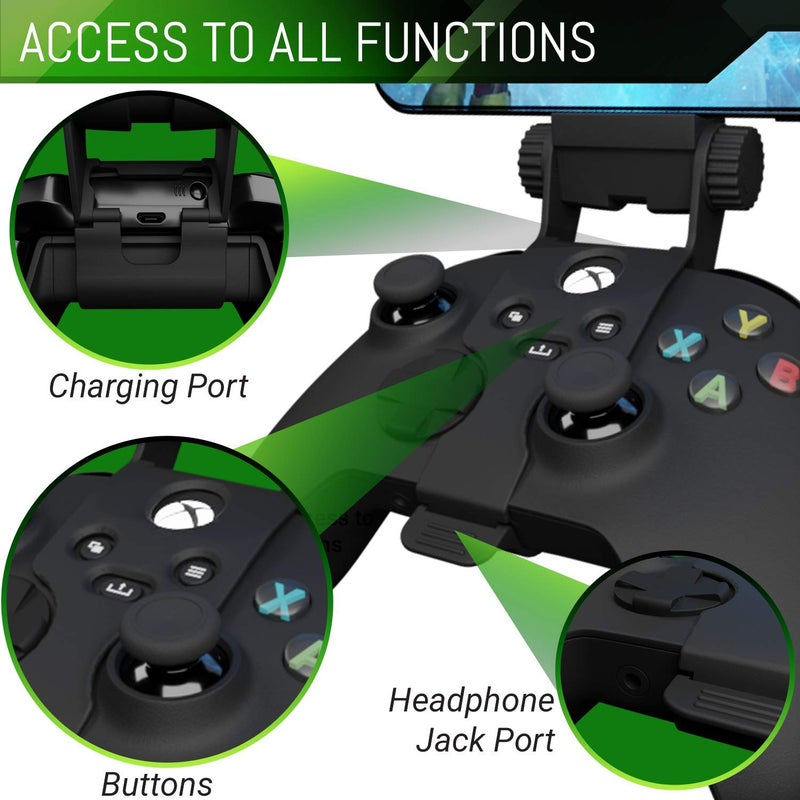 Orzly مشبك ألعاب الهاتف المحمول لجهاز تحكم Xbox Series X من Orzly، حامل هاتف قابل للتعديل متوافق مع Xbox Series X|S، Xbox One، Xbox One S، Xbox One X - أسود كربوني - Image 5