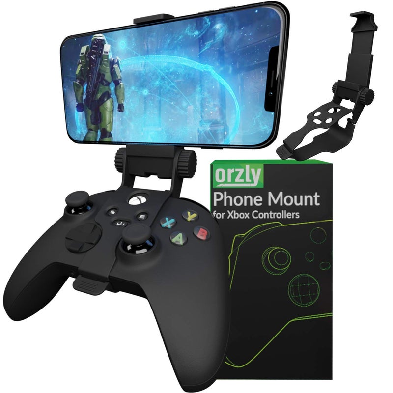 Orzly مشبك ألعاب الهاتف المحمول لجهاز تحكم Xbox Series X من Orzly، حامل هاتف قابل للتعديل متوافق مع Xbox Series X|S، Xbox One، Xbox One S، Xbox One X - أسود كربوني - Image 1