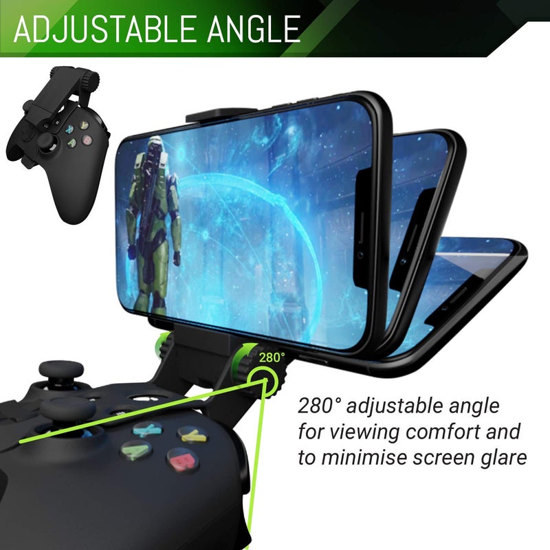 Orzly مشبك ألعاب الهاتف المحمول لجهاز تحكم Xbox Series X من Orzly، حامل هاتف قابل للتعديل متوافق مع Xbox Series X|S، Xbox One، Xbox One S، Xbox One X - أسود كربوني - Image 4