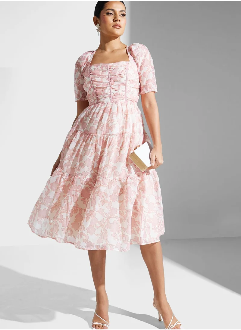 True Decadence Square Neck Puff Sleeve Dress