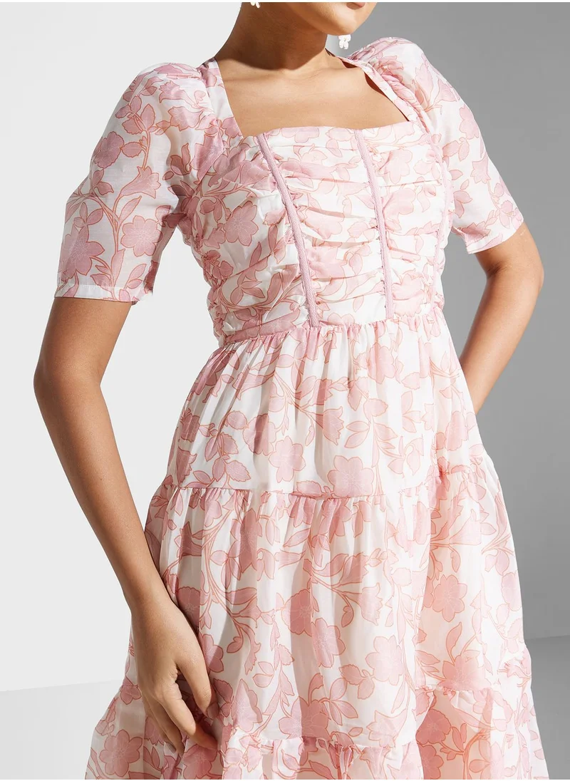 True Decadence Square Neck Puff Sleeve Dress