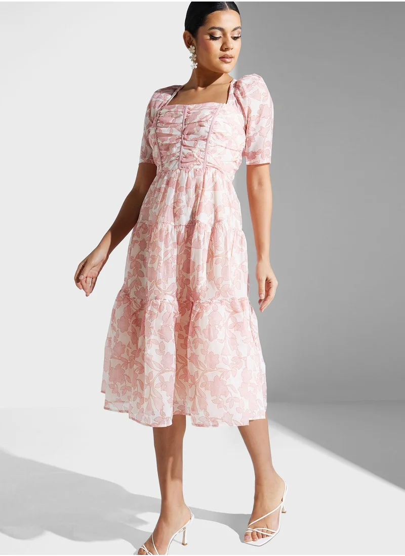 True Decadence Square Neck Puff Sleeve Dress