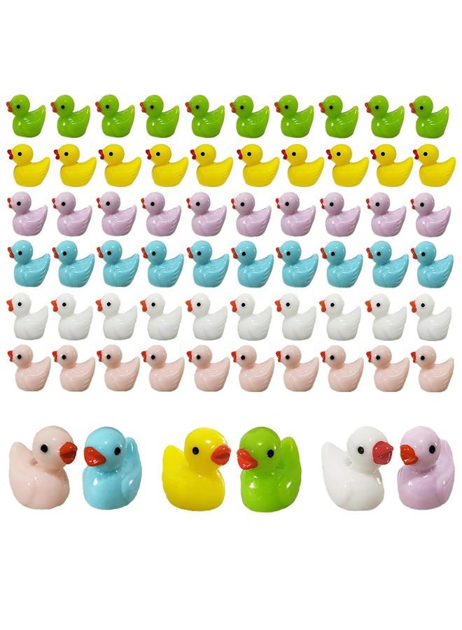 Kuanfine 60 Pcs Tiny Duck Figures Mini Resin Duck Miniature Bead Slime Charms for Dollhouse Garden Landscape Aquarium Decoration(Yellow) - Image 1