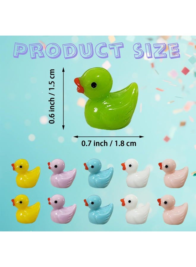 Kuanfine 60 Pcs Tiny Duck Figures Mini Resin Duck Miniature Bead Slime Charms for Dollhouse Garden Landscape Aquarium Decoration(Yellow) - Image 2