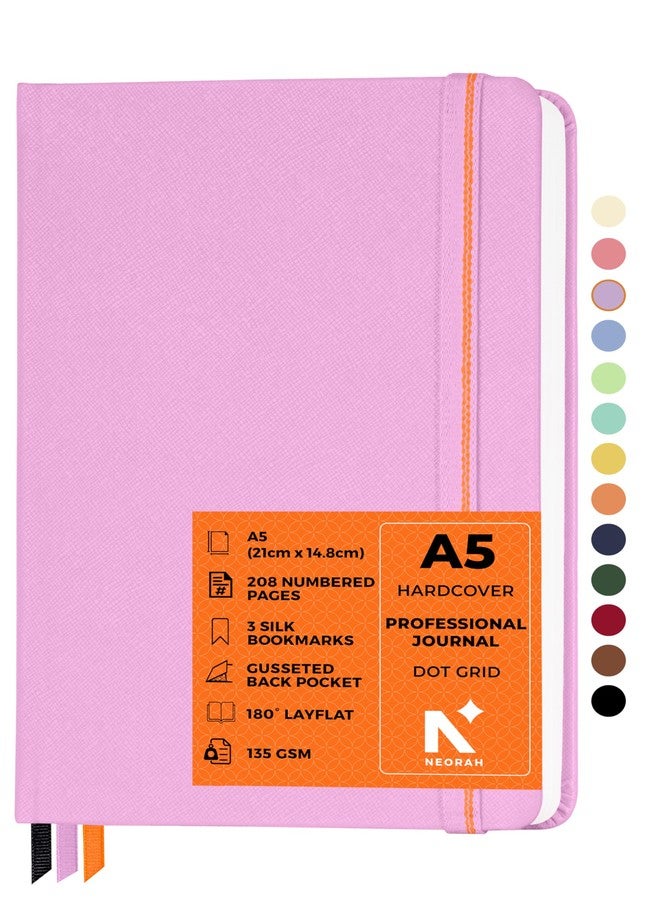 NEORAH - A5 Dot Grid PROFESSIONAL Journal -135 Gsm-(210x148 mm)-Hardcover Dotted Noteook-|Back Pocket|3 Silk Book Mark |208 Pages- Completely HANDMADE for journaling,writing,Note Taking - LAVENDER - Image 1