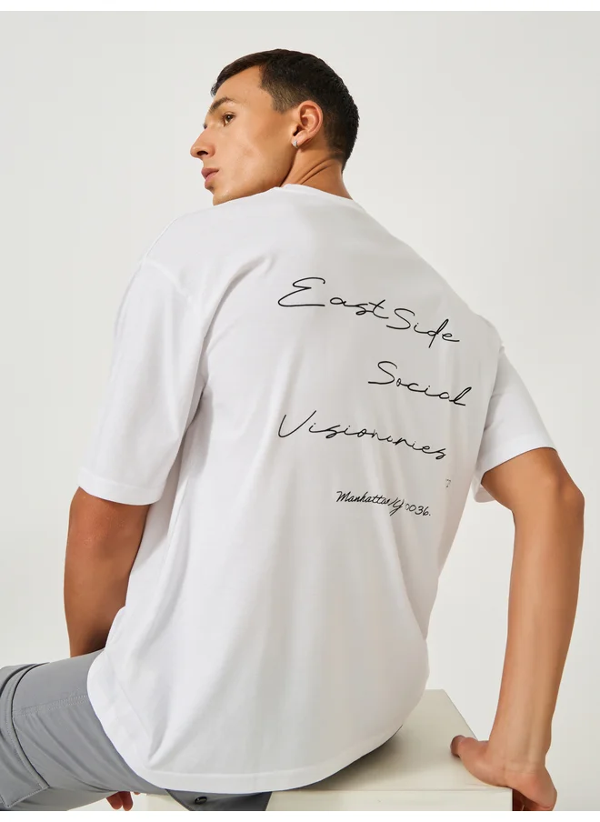 ستايلي Styli Minimal Slogan Print Oversized T-Shirt