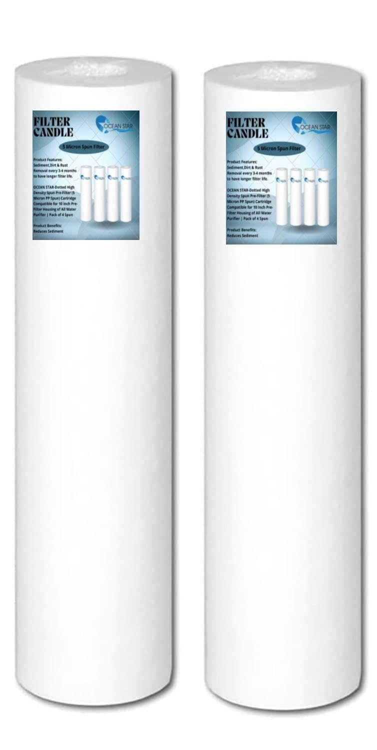 OCEAN STAR TECHNOLOGIES Dotted 10 Inch High Density Spun Pre-Filter (5 Micron Pp Spun) Cartridge Compatible For 10 Inch Pre-Filter Housing Of All Water Purifier (95 Grams) | Pack Of 2 Spun - Image 1