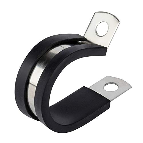 ISPINNER 12 Pack 1/2 Inch Rubber Cushioned Stainless Steel Cable Clamp, Hose Clamp, Pipe Clamp (1/2 Inch) - Image 1
