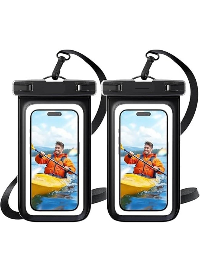 Waterproof Phone Pouch IPX8 Universal Waterproof Case Dry Bag Phone Protector for iPhone 17 16 15 14 13 12 11 Pro Max Air Plus XS XR X 8 Galaxy S23 S22 S21 S20 Pixel Up to 7" -2 Pack, Black - Image 1