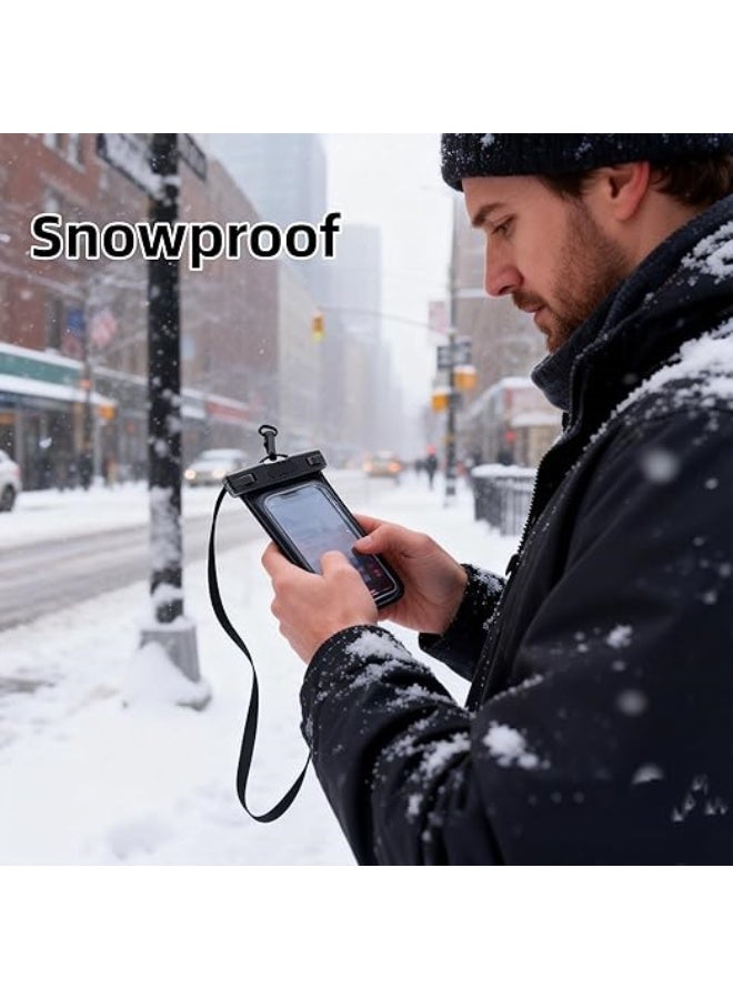 Waterproof Phone Pouch IPX8 Universal Waterproof Case Dry Bag Phone Protector for iPhone 17 16 15 14 13 12 11 Pro Max Air Plus XS XR X 8 Galaxy S23 S22 S21 S20 Pixel Up to 7" -2 Pack, Black - Image 3