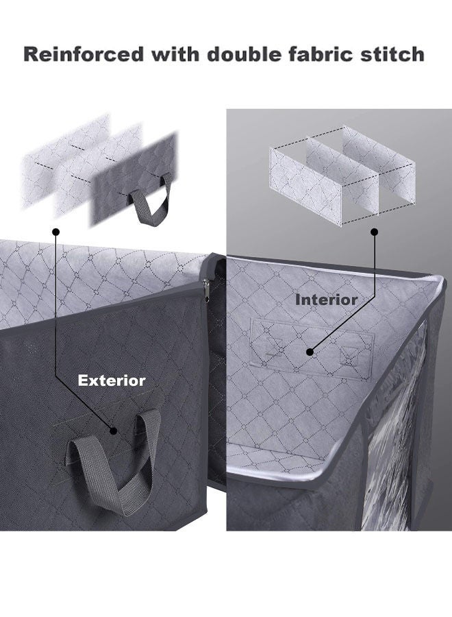 Arabest 3Pack Clothes Storage Bag Foldable Closet Organizers Storage Containers with Sturdy Zipper,Clear Window, 90L Grey - Image 2