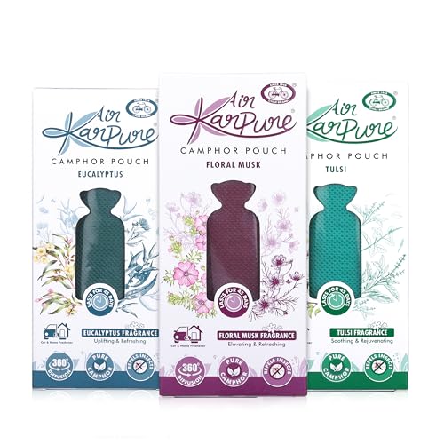 Cycle Pure Karpure Camphor Pouch - Pack Of 3 | Air Freshener For Wardrobe, Home, Office, Bathroom, Car| Thulsi, Floral Musk, Eucalyptus Fragrance| Lasts Up To 45 Days - Image 1