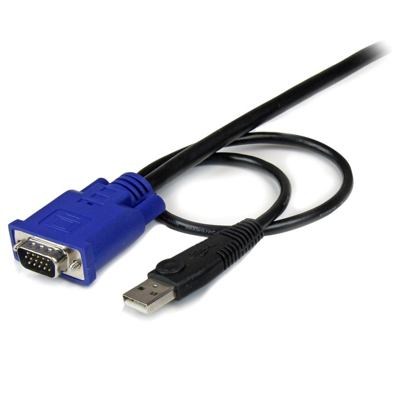 StarTech.com 15 ft 2-in-1 Ultra Thin USB KVM Cable - Video / USB cable - USB, HD-15 (VGA) (M) to HD-15 (VGA) (M) - 15 ft - black - SVECONUS15 - Image 2