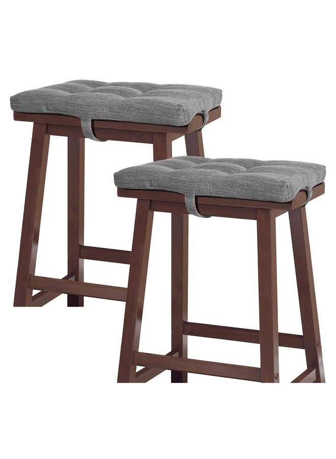 BAIBU Set Of 2 Stool Cushion Rectangular Super Soft Saddle Stool Cushions Bar Stool Cushion With Four Straps 2 Pads Only (Gray 18X9.5X1.5In) - Image 1