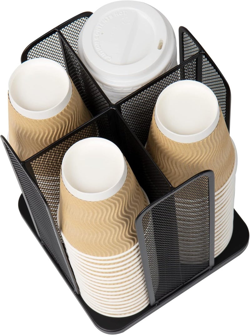 Mind Reader Carousel 4 Compartment Cup and Lid Organizer, Black Mesh - Image 5