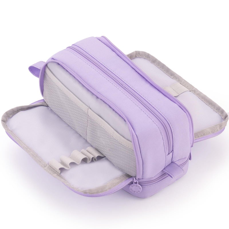 CICIMELON Large Capacity Pen Pencil Case with 4 Compartments, Multi-Slot Pencil Pouch Bag Aesthetic School Supplies Organizer for Teen Girls, Women, Adults (Purple) - Image 1