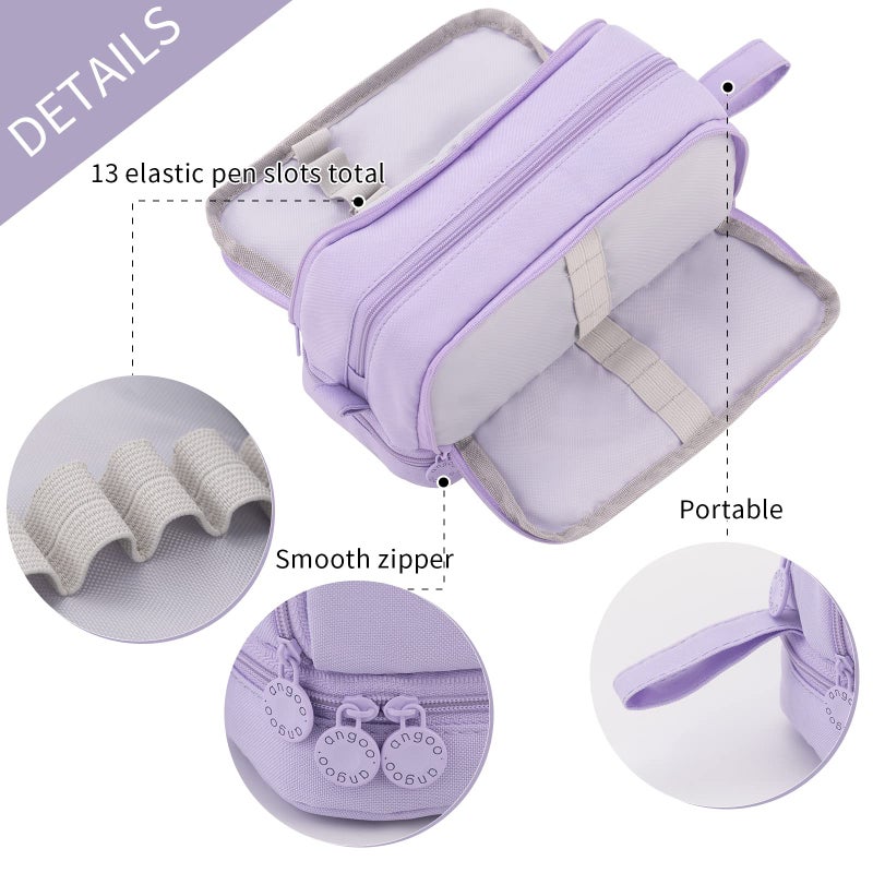 CICIMELON Large Capacity Pen Pencil Case with 4 Compartments, Multi-Slot Pencil Pouch Bag Aesthetic School Supplies Organizer for Teen Girls, Women, Adults (Purple) - Image 4