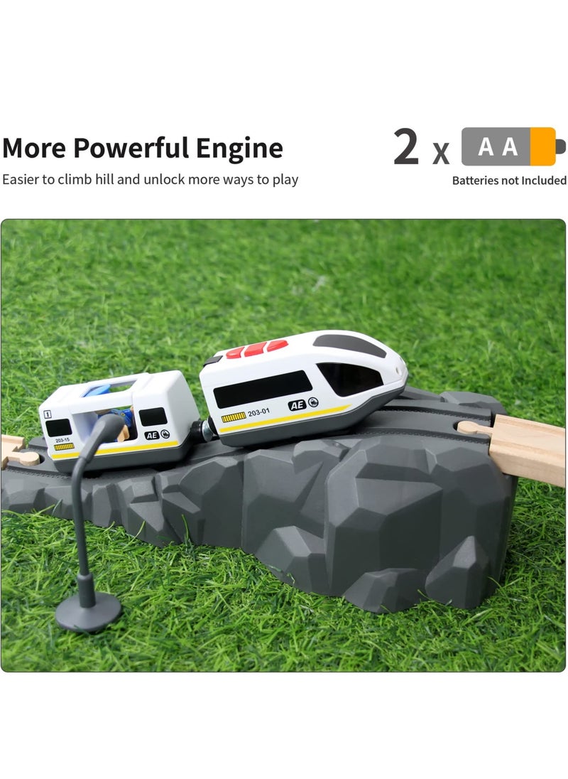 SYOSI - Battery Operated Train for Wooden Train Track, Electric Locomotive Train Set with Powerful Engine Compatible with Thomas, Brio, Chuggington, Bullet Train Toys for Toddlers 3 4 5 Year Olds - Image 1