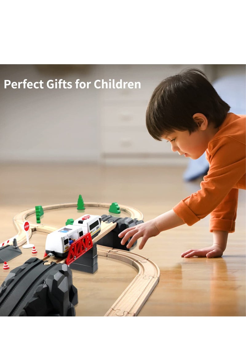 SYOSI - Battery Operated Train for Wooden Train Track, Electric Locomotive Train Set with Powerful Engine Compatible with Thomas, Brio, Chuggington, Bullet Train Toys for Toddlers 3 4 5 Year Olds - Image 1