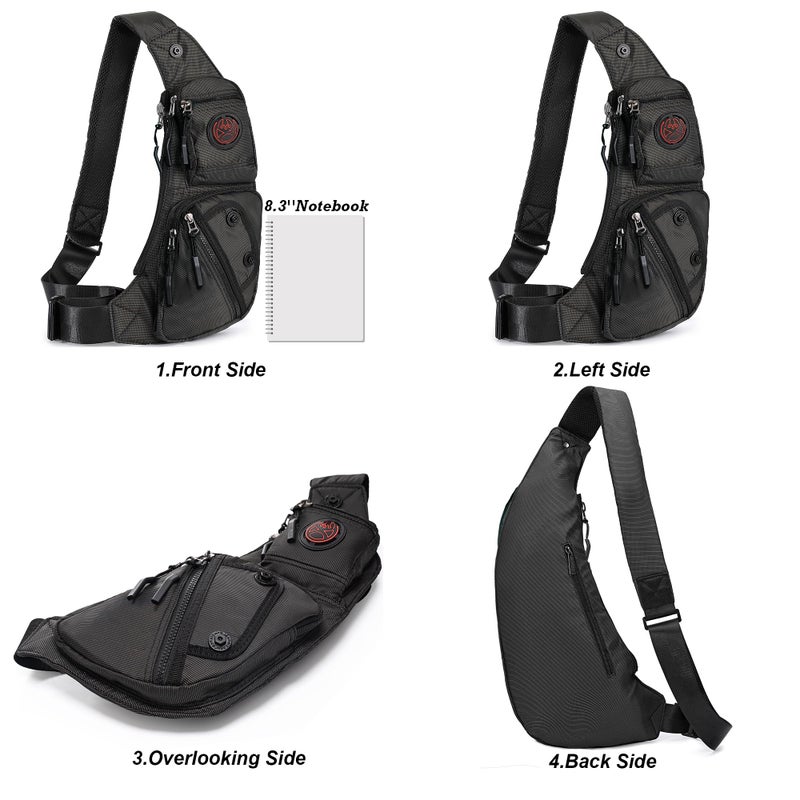 NICGID Sling Bag Chest Shoulder Backpack Crossbody Bags Casual Daypack for Men Women (Black-2620N) - Image 2