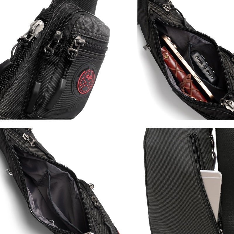NICGID Sling Bag Chest Shoulder Backpack Crossbody Bags Casual Daypack for Men Women (Black-2620N) - Image 5