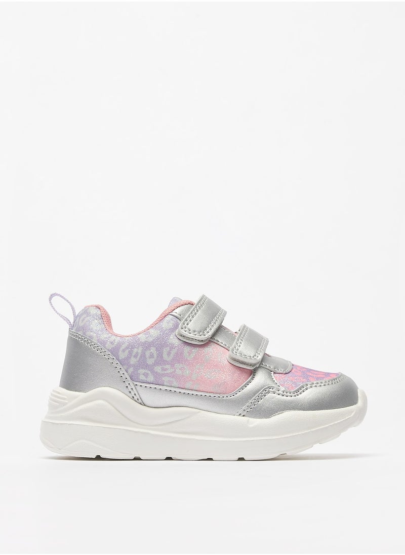 Flora Bella By Shoexpress - Girls Glitter Print Sneakers with Hook and Loop Closure - Image 1