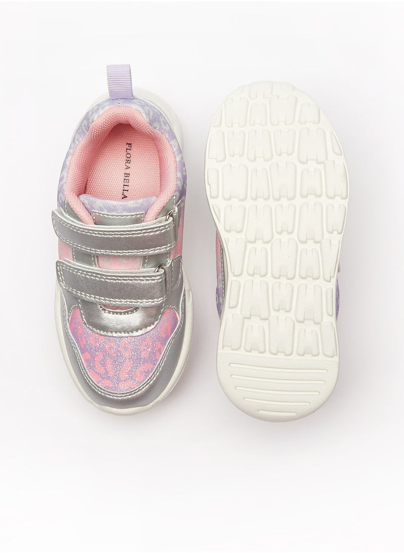Flora Bella By Shoexpress - Girls Glitter Print Sneakers with Hook and Loop Closure - Image 1
