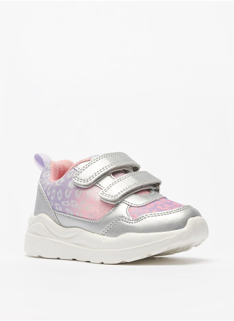Flora Bella By Shoexpress - Girls Glitter Print Sneakers with Hook and Loop Closure - Image 1
