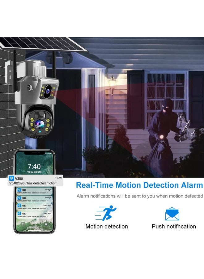 4 million pixel mobile phone remote wireless 4G network home indoor and outdoor security camera night vision surveillance camera dual light source solar power supply CCTV Camera - Image 4