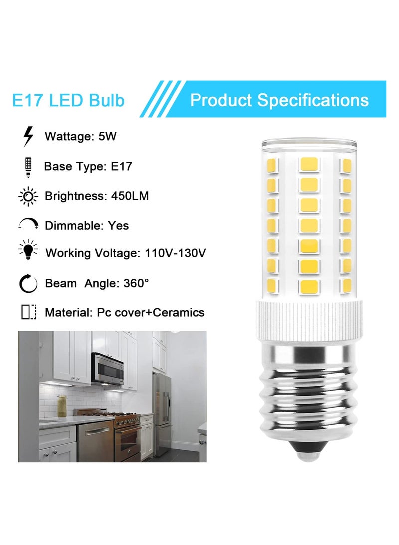 2 Pack Dimmable E17 LED Bulbs 5W Daylight White 6000K Small Screw Bulbs for Refrigerators and Microwaves  - Image 2