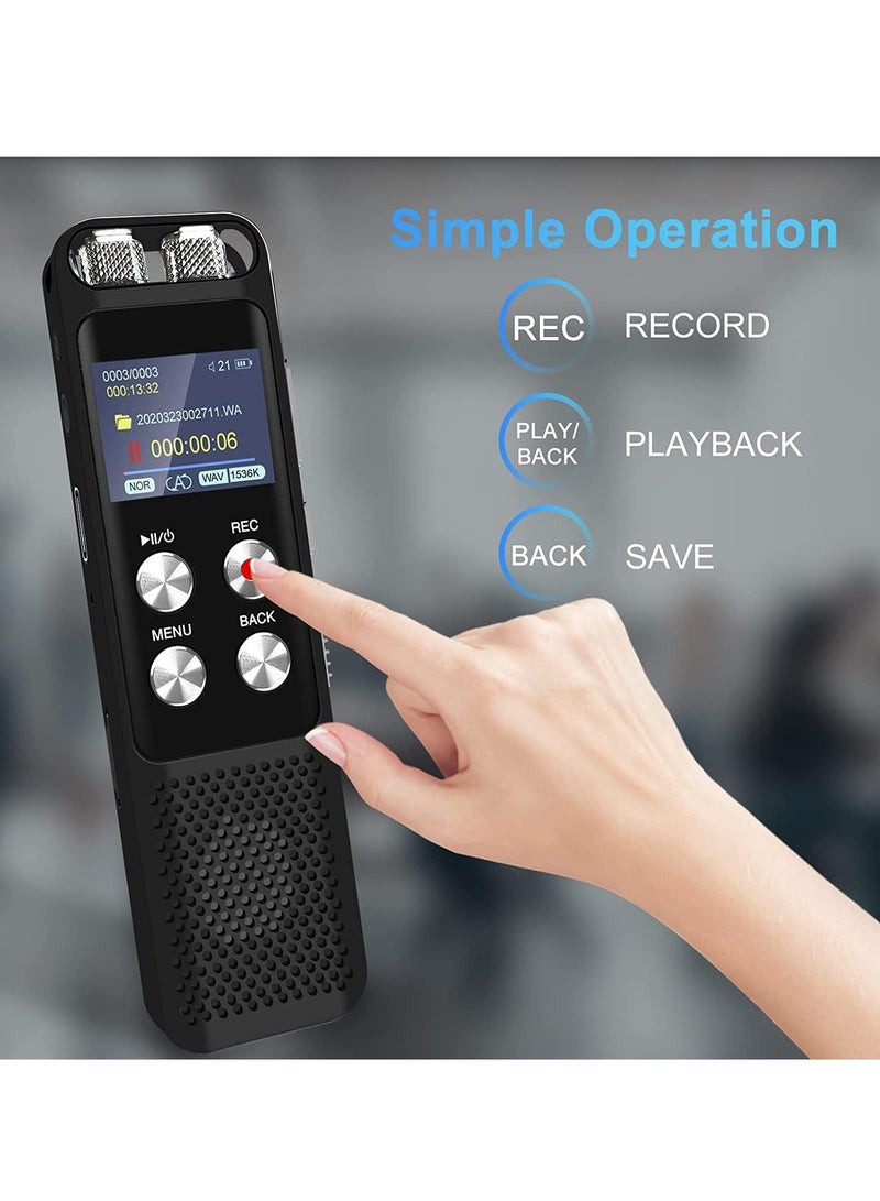 72GB Digital Voice Recorder Voice Activated Recorders with Playback Audio Recording Device with Clip-on Microphone for Lectures Meetings Dictaphone Sound Portable Tape Recorder with Password - Image 5