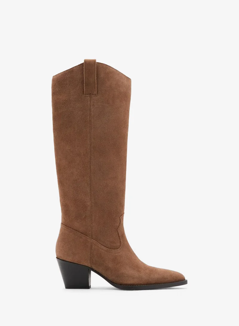 مانجو حذاء جلدي بكعب