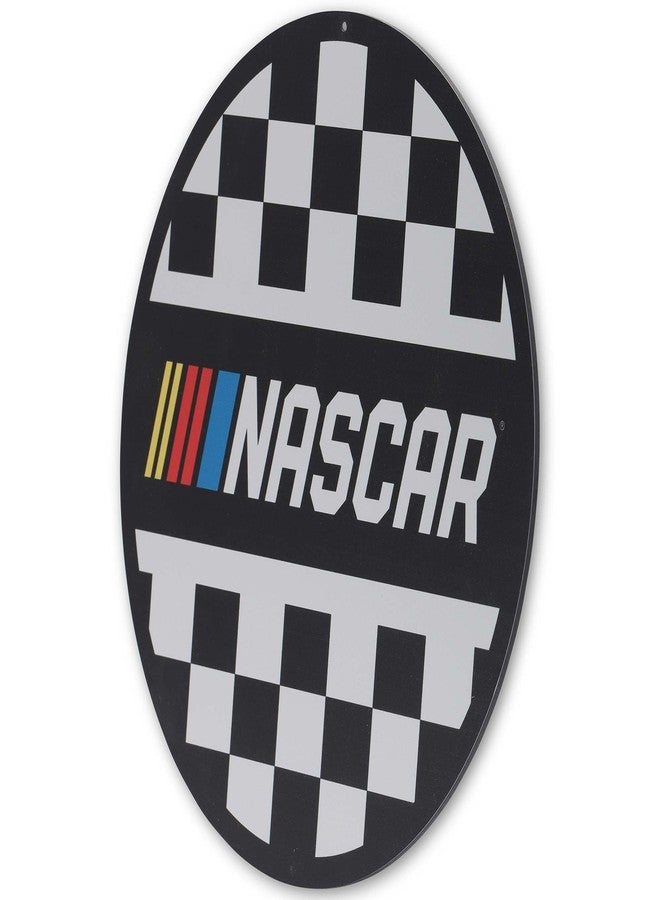 Open Road Brands NASCAR Checkered Round Metal Sign - Fun NASCAR Wall Decor for Garage or Man Cave - Image 2