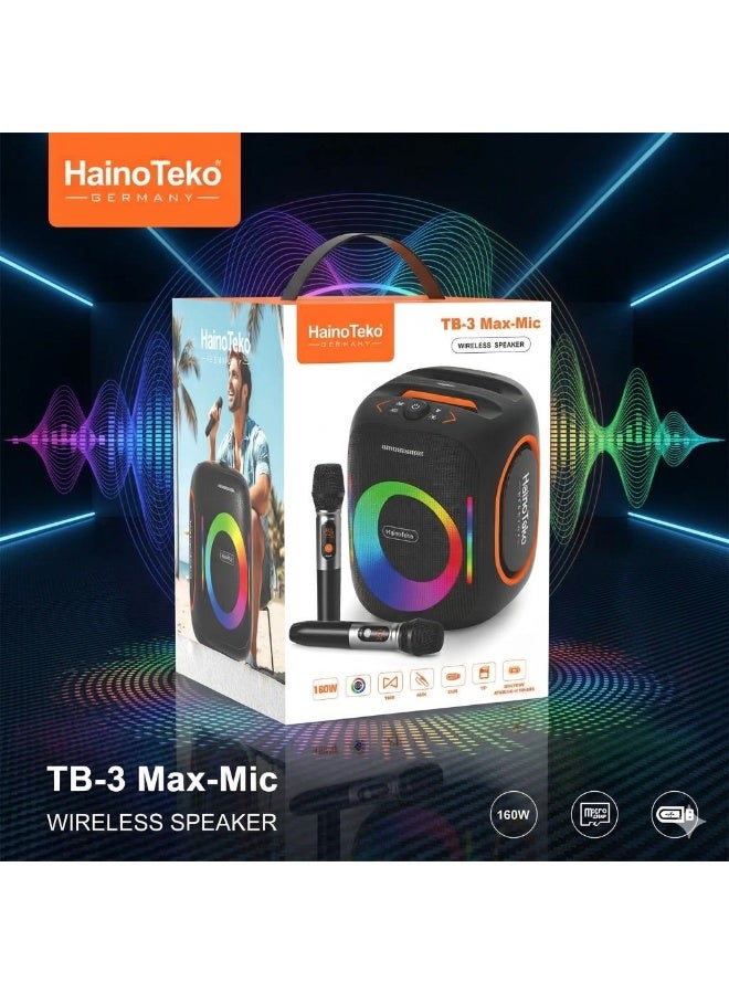Haino Teko TB3 MAX MIC Wireless Portable Bluetooth Speaker with 2 Wireless Mics - Image 4