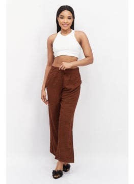 Zero Women Wide Leg All Over Printed Palazzo Pants, Brown  - Image 4
