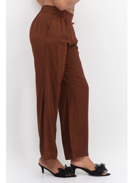 Zero Women Wide Leg All Over Printed Palazzo Pants, Brown  - Image 2