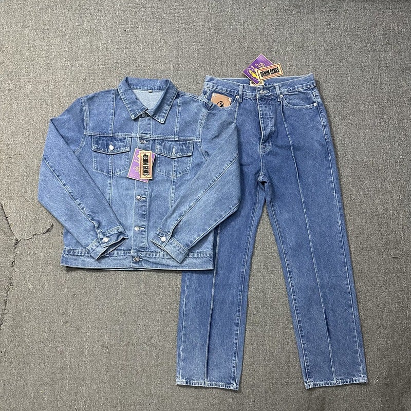 Corteiz Trendy Casual Suit High Street Men'S And Women'S Couple Fashion Denim Jacket And Jeans - Image 4