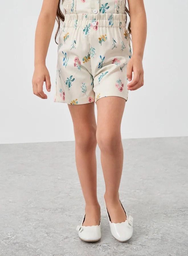Styli Styli Floral Print Buttoned Strappy Top and Shorts Set