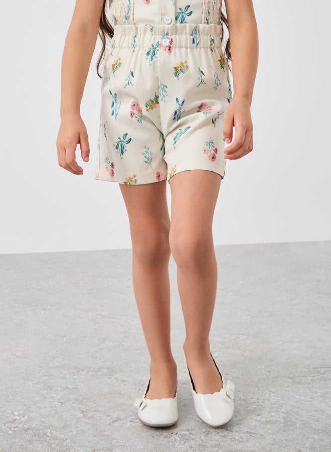 Styli Floral Print Buttoned Strappy Top and Shorts Set - Image 5