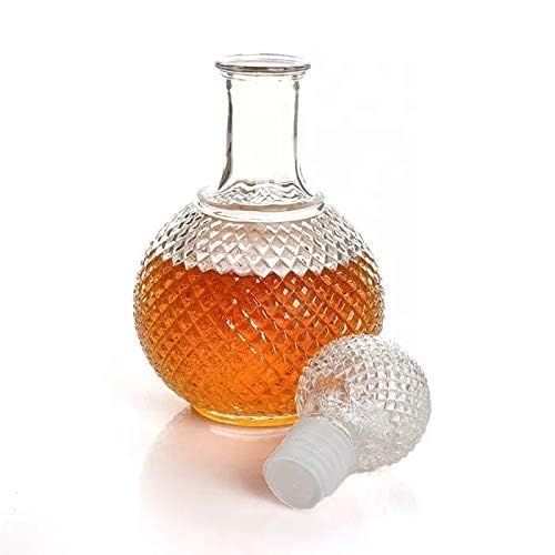 SWWITCART Swwitcart Clear Glass European Style Round Decanter with Lid for Whisky, Wine, Beer, Scotch, Vodka, Bourbon, Liquor | Water and Juice Jug Pitcher Bottle 1000ml  - Image 2
