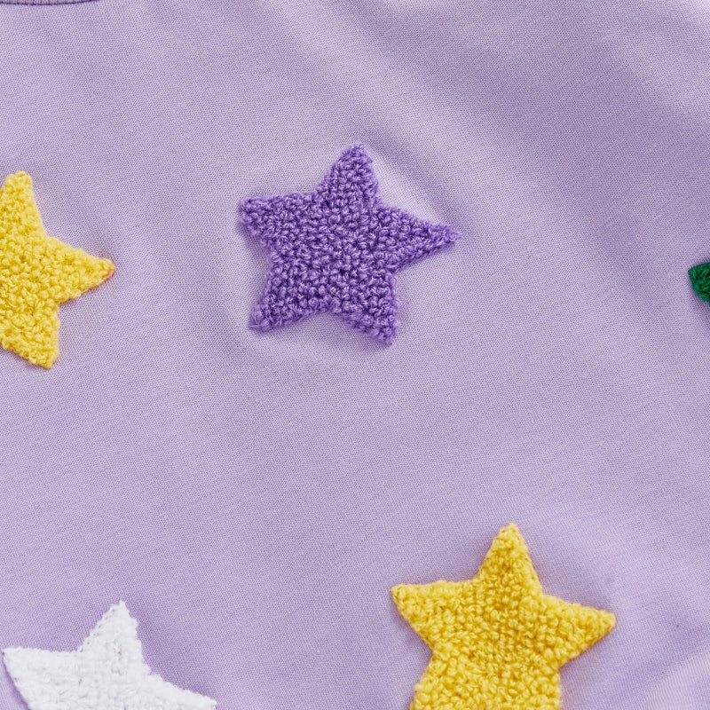 XRTBMN Toddler Boy Girl Mardi Gras Outfit Long Sleeve Star Sweatshirt Tops and Pants Set Infant Baby 2Pcs Spring Clothes (Purple, 2-3T) - Image 5