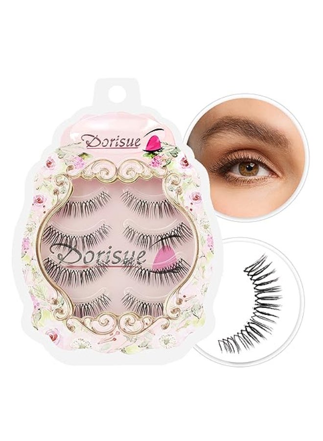 Dorisue Cat Eye False Lashes Long Wispy Eyelashes for Dating Makeup Outer Corner Dramatic Volume 512mm 4 Pairs E2 - Image 1