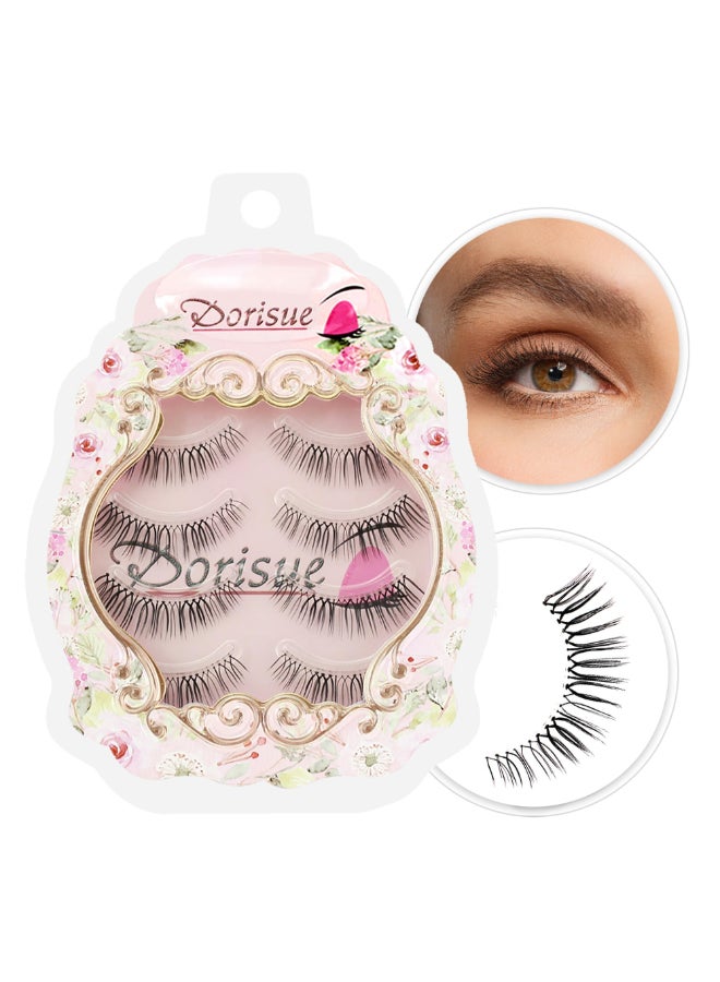 Dorisue Cat Eye False Lashes Long Wispy Eyelashes for Dating Makeup Outer Corner Dramatic Volume 512mm 4 Pairs E2 - Image 3